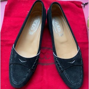 Tod’s Black Suede Loafers/Driving Shoes.. size5 1/2